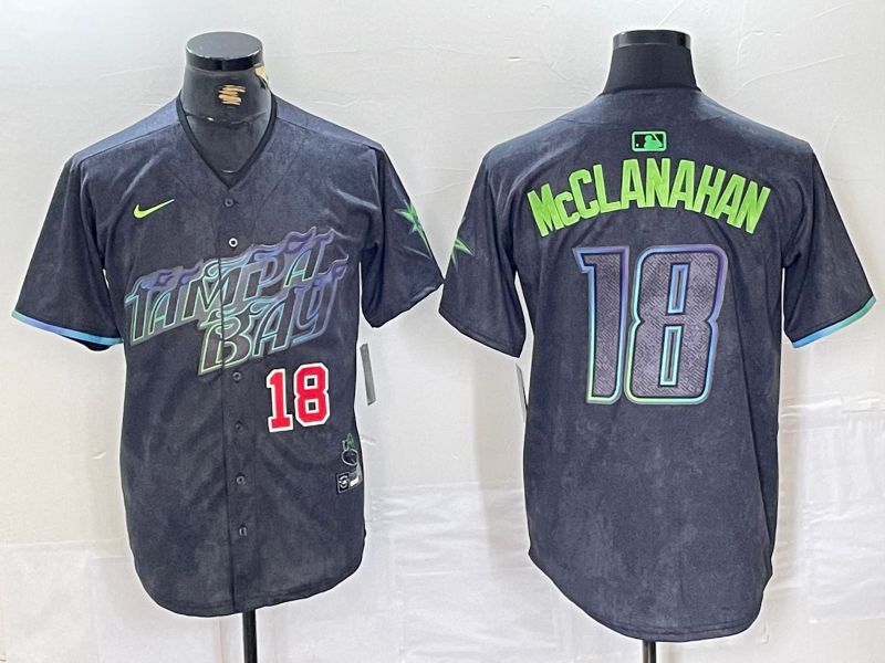 Men Tampa Bay Rays 18 McClanahan Nike MLB Limited City Connect Black 2024 Jersey style 2